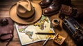 Planning Adventure: Top-Down View of Travel Items