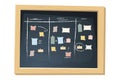 Planning board with sticky notes. Task board with table scheme and office schedule. Scrum agile board with flat stickers