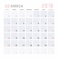 Calendar March 2018