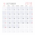 Calendar October 2018