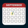 Planning calendar September flat icon Royalty Free Stock Photo