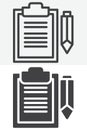 Planning clipboard line and solid different style vector icon set Royalty Free Stock Photo