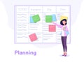 Planning concept wit woman at notice board Royalty Free Stock Photo