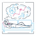 Planning while dreaming - line design style isolated illustration Royalty Free Stock Photo