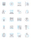 Planning Execution linear icons set. Logistics, Strategy, Execution, Timing, Preparation, Coordination, Implementation