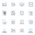 Planning Execution linear icons set. Logistics, Strategy, Execution, Timing, Preparation, Coordination, Implementation