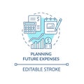 Planning future expenses blue concept icon