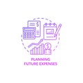 Planning future expenses purple gradient concept icon