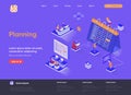 Planning isometric landing page. Business planning, organizing work activities and tasks isometry concept. Time management and Royalty Free Stock Photo