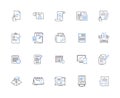 Planning outline icons collection. Scheme, Arrangement, Program, Design, Outline, Map, Map out vector and illustration