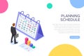 Planning schedule concept banner with characters. Flat isometric vector illustration isolated on white background. Can Royalty Free Stock Photo