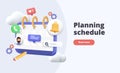 Planning schedule concept 3D banner. Can use for web banner, infographics, hero images. 3D render vector illustration Royalty Free Stock Photo
