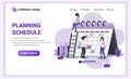 Planning Schedule concept, A Man standing filling out the schedule on giant calendar, work planning, work in progress. Can use for