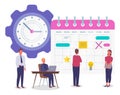 Planning schedule, time management concept banner with characters man and woman doing organization Royalty Free Stock Photo