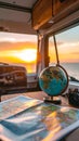 Planning a Sunset Road Trip Adventure Royalty Free Stock Photo