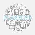 Planning vector concept round illustration in outline style