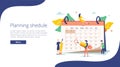 Planning vector illustration. Flat mini persons concept with schedule calendar. System to organize daily routine.