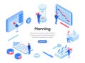Planning work hours isometric website template