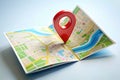 Planning Your Next Adventure A Conceptual Image of a Folded Paper Map Search Bar and GPS Pin for