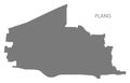 Plano Texas city map grey illustration silhouette shape