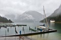 Plansee lake in Austria. Raining landscape