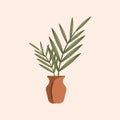 Plant abstract aesthetic with pot, vase, Urban plant, pottery plant, boho style plant color vector plants illustration Royalty Free Stock Photo