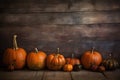 halloween squash season wood wooden leaf pumpkin background fall autumn orange. Generative AI. Royalty Free Stock Photo