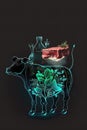 Plant based artificial meat that looks and tastes like meat.Tasty plant based meat, concept art based on AI generative elements