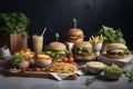 plant-based fast food restaurant with menu of veggie burgers, salads, and smoothies