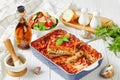 Plant-based lasagna with tofu on a baking dish Royalty Free Stock Photo