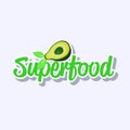 Plant based superfood natural product sticker organic healthy vegan market logo fresh food emblem badge design flat