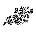 Plant Beautiful black and white floral pattern design element flowers and leaves design element with imitation guipure embroidery.