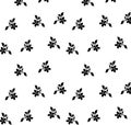 Plant Beautiful black and white floral seamles design element flowers and leaves design element with imitation guipure embroidery.