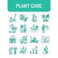 Plant care color line icons set. Pictograms for web page,