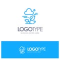Plant, Cloud, Leaf, Technology Blue outLine Logo with place for tagline