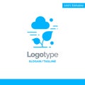 Plant, Cloud, Leaf, Technology Blue Solid Logo Template. Place for Tagline