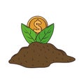 plant coin on ground