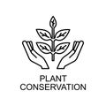 plant conservation outline icon. Element of enviroment protection icon with name for mobile concept and web apps. Thin line plant Royalty Free Stock Photo