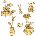 Plant Containers Icon Set Royalty Free Stock Photo