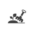 Plant cultivating with rake vector icon