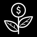 Plant with dollar vector icon. Black and white money tree illustration. Outline linear icon. Royalty Free Stock Photo