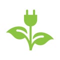 Plant and electricity plug vector icon