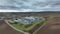 Plant factory oil gas natural drone aerial view processing storages tanks fossil pipes refinery pumpjack fracking Royalty Free Stock Photo