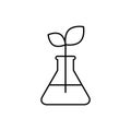 Plant in flask line icon. Bioengineering, biotechnology concept.