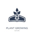 plant growing on book icon. Trendy flat vector plant growing on Royalty Free Stock Photo