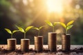 Plant growing from coins in finance planning for capital growth