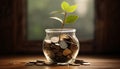 Plant Growing In Savings Coins. Deposit coin for success your life in the future.Choice for invest your economic wealth Royalty Free Stock Photo