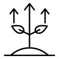 Plant grows arrows icon, outline style