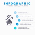 Plant, Growth, Flower Blue Infographics Template 5 Steps. Vector Line Icon template