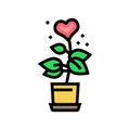 plant heart grow color icon vector illustration